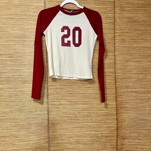 Edikted Red and White Long Sleeve Tee